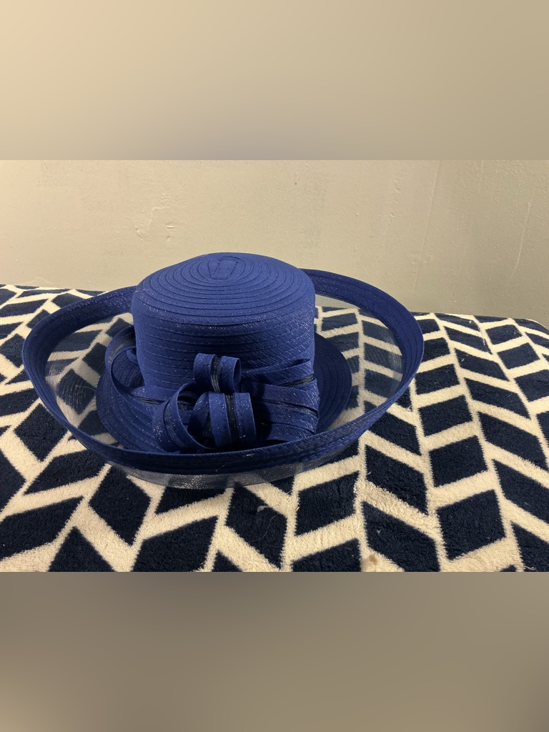 Classic Navy Women's Dress Hat With Decorative Bow Accent